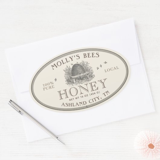 Ivory Honey Skep Label with border (Envelop)