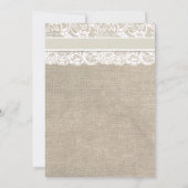 Ivory Lace Burlap Invitation de la douche nuptiale (Dos)