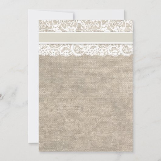 Ivory Lace Burlap Invitation de la douche nuptiale (Dos)