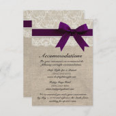 Ivory Lace en Burlap Watch Plum Accommododatie Car Informatiekaartje (Voorkant / Achterkant)