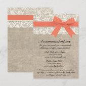 Ivory Lace et Burlap LookCoral Carte d'hébergement (Devant / Derrière)