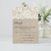 Ivory Lace et Burlap Wedding Carte RSVP (Debout devant)