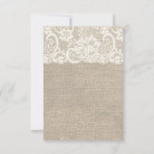 Ivory Lace et Burlap Wedding Carte RSVP (Dos)