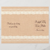 Ivory Lace & Light Burlap Programme de mariage (Devant)