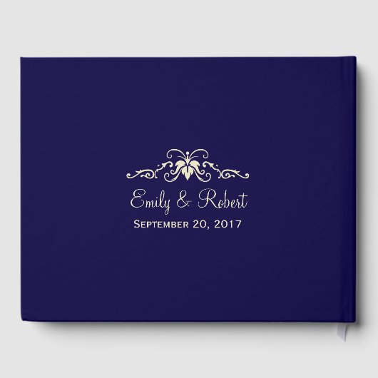 Ivory Lace Marine Bleu Mariage élégant | Livre d'i (Verso)