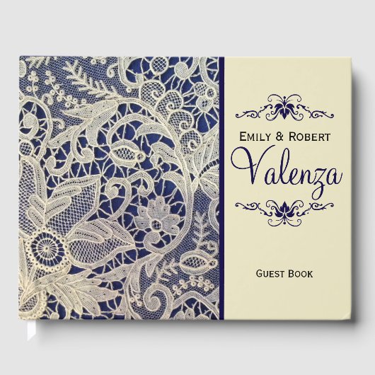 Ivory Lace Marine Bleu Mariage élégant | Livre d'i (Recto)