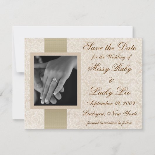 Ivory Lace Save the Date Aankondiging (Voorkant)