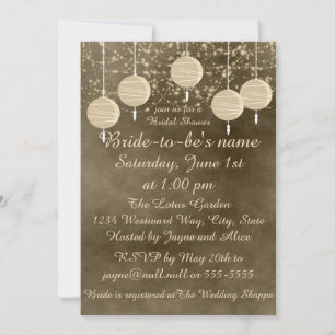 Ivory Lantern Bridal Shower Invitation Kaart