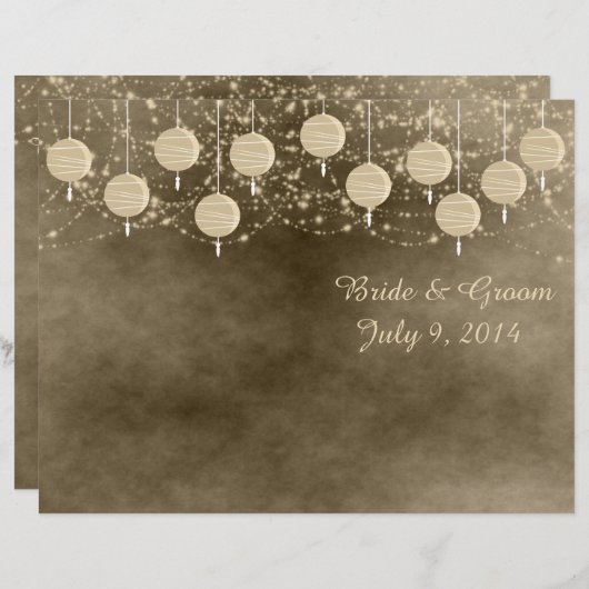 Ivory Lantern Folded Wedding Programme (Voorkant / Achterkant)