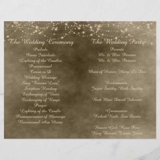 Ivory Lantern Folded Wedding Programme (Achterkant)