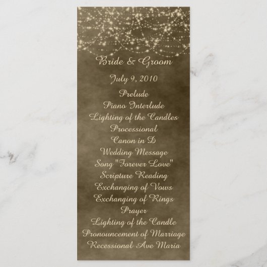 Ivory Lantern Wedding Program Kaart (Achterkant)