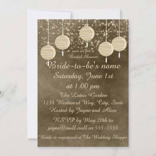Ivory Lanterns Invitation de la douche nuptiale (Devant)