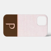 Ivory Linen Woven Fabric, Roze & Bruin Kleurblok Case-Mate iPhone Case (Achterkant (horizontaal))