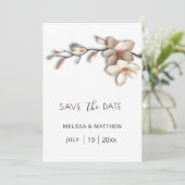 Ivory Magnolia 3D Flowers Save The Date (Staand voorkant)