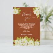 Ivory Magnolia Flower Rusty Wedding Bedankt (Staand voorkant)