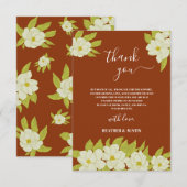 Ivory Magnolia Flower Rusty Wedding Bedankt (Voorkant / Achterkant)