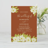 Ivory Magnolia Flower Rusty Wedding Kaart (Staand voorkant)