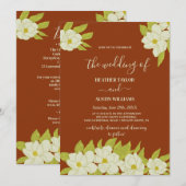 Ivory Magnolia Flower Rusty Wedding Kaart (Voorkant / Achterkant)