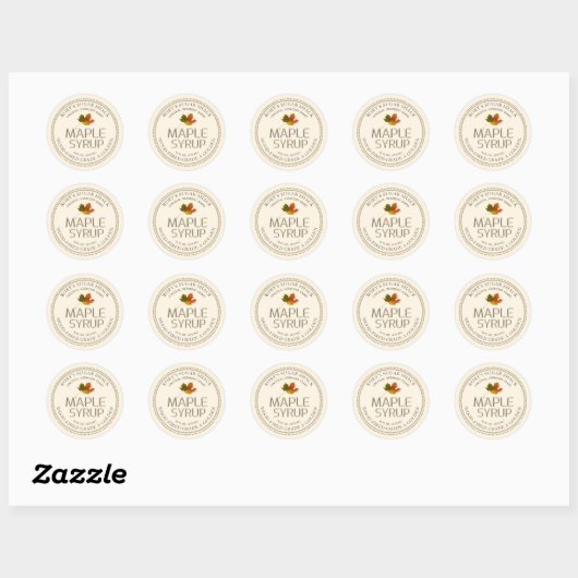 Ivory Maple Leaf Maple Syrup bewerkbaar label (Vel)