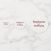 Ivory Marbe Wedding met Bourgondische kalligrafie Confetti (Achterkanten)