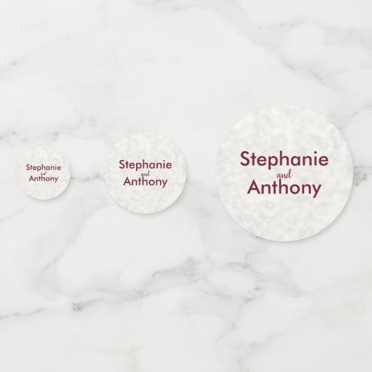 Ivory Marbe Wedding met Bourgondische kalligrafie Confetti (Achterkanten)