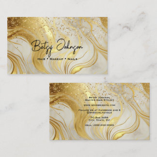 Ivory Marble and Gold Glitter Business Card Visitekaartje