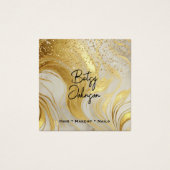Ivory Marble and Gold Glitter Salon Business Card (Devant)