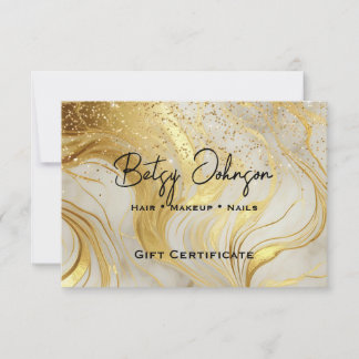 Ivory Marble & Gold Glitter Gift Certificate Card Kaart