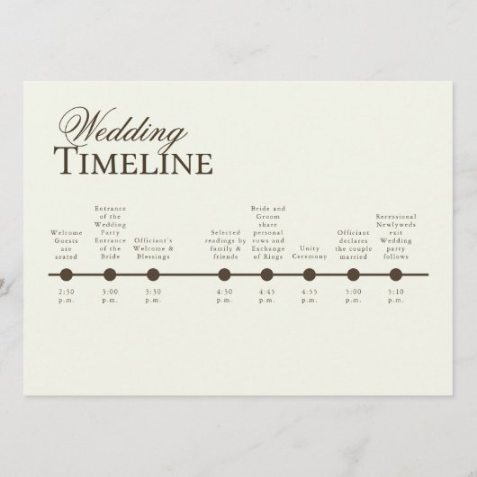 Ivory Minimalist Boho Wedding Program Timeline Menu (Achterkant)