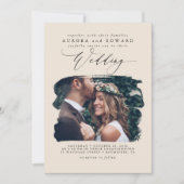 Ivory Modern Design Boho Mariage Photo Invitation (Devant)