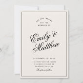 Ivory Modern Script Wedding Invitation (Devant)
