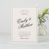 Ivory Modern Script Wedding Invitation Kaart (Staand voorkant)