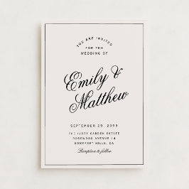 Ivory Modern Script Wedding Invitation Kaart