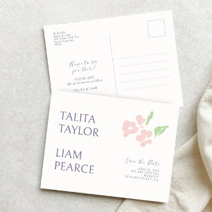 Ivory   Moderne Minimale Bloemige Trouw  Briefkaart