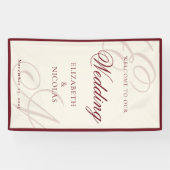 Ivory Monogram Calligraphy Wedding Welcome Spandoek (Horizontaal)