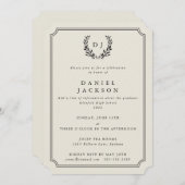 Ivory Monogram Laurel WreatAfstuderen Kaart (Voorkant / Achterkant)