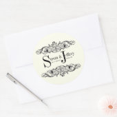 Ivory Monogramme Nom du logo Date Étiquette Mariag (Enveloppe)