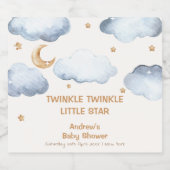 Ivory Moon Stars Twinkle Boy Baby shower Sparkling Wijnetiket (Enkel label)