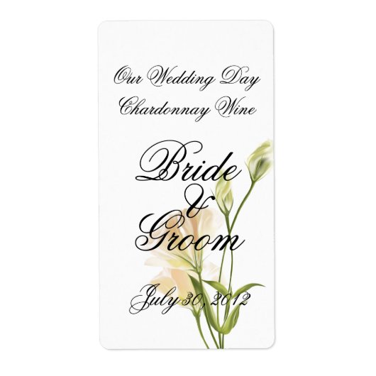 Ivory MoonFlower Wedding Wine Label (Voorkant)