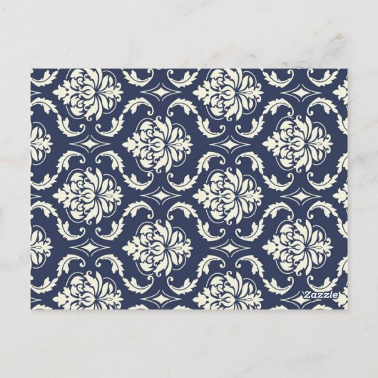 Ivory Navy Mariage damassé Numéro de table (Dos)