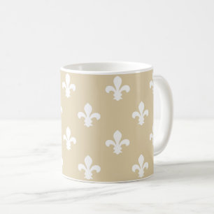 Ivory Neutral Fleur de Lys Koffiemok