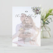Ivory Olive Monogram Photo Wedding Program Programma (Staand voorkant)