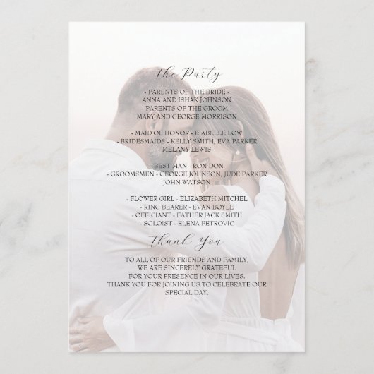 Ivory Olive Monogram Photo Wedding Program Programma (Achterkant)