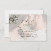 Ivory Olive Monogram Photo Wedding RSVP Kaartje (Voorkant)