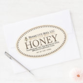 Ivory Oval Honey Sticker met Honeybee en Border (Envelop)