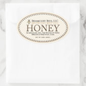 Ivory Oval Honey Sticker met Honeybee en Border (Tas)