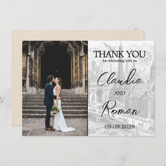 Ivory Paris Passport Bedankkaart (Voorkant / Achterkant)