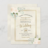 Ivory Peach Rozen Chic BUDGET Weduwuitnodiging (Voorkant / Achterkant)