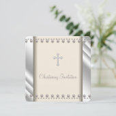 Ivory Pearl Cross Christening Invitation (Debout devant)