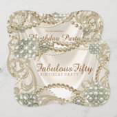 Ivory Pearl verjaardagsfeestje Kaart (Voorkant / Achterkant)